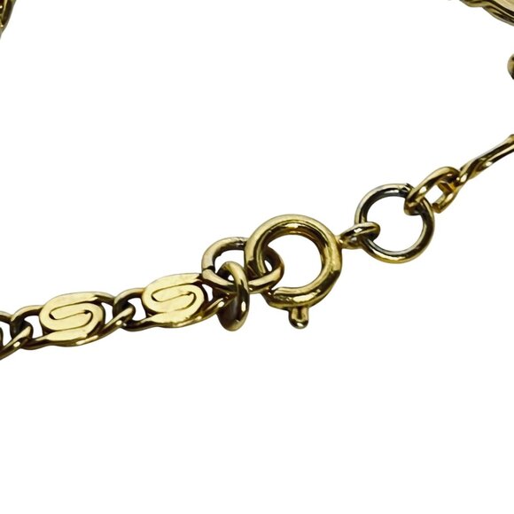 Vintage Gold Tone Snail Chain Necklace With Floral Design Oval Pendant (5676) - Picture 5 of 6